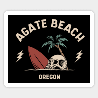 Vintage Surfing Agate Beach Oregon // Retro Surf Skull Sticker